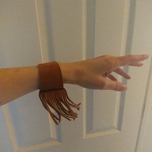 Nickel and Suede Suede Fringe Bracelet NEW